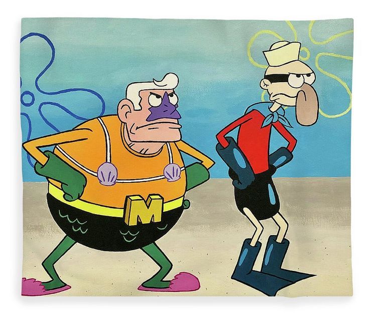 an image of cartoon characters on the beach with one man holding his leg up to another person