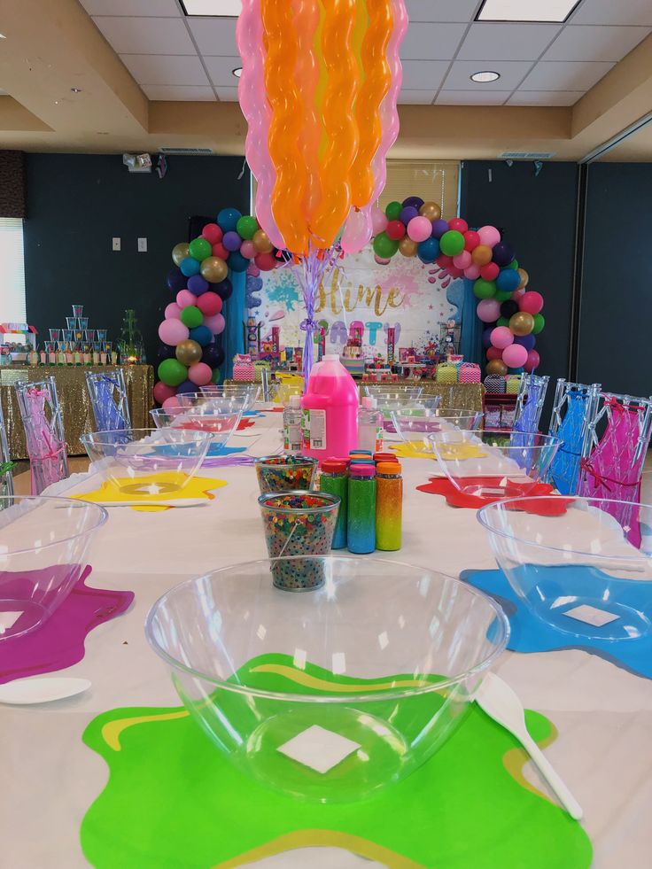 the table is set up for a children's birthday party