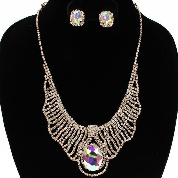 Rose Gold Rhinestone Oval Bib Necklace With Earring Set For Women Bridal Prom  #cheapnecklacesforwomen #necklacesforwomen Gold Rhinestone, Bib Necklace, Set For Women, Boho Necklace, Earring Set, Womens Necklaces, Statement Necklace, Prom, Rose Gold