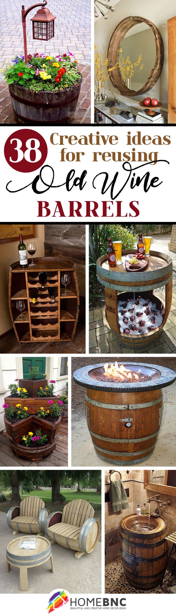 an outdoor bar made out of wine barrels is featured in the article, creative ideas for entertaining at home