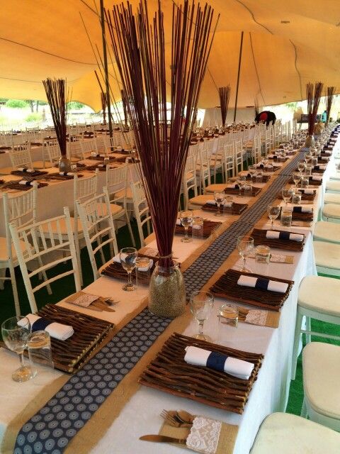 the tables are set up with place settings