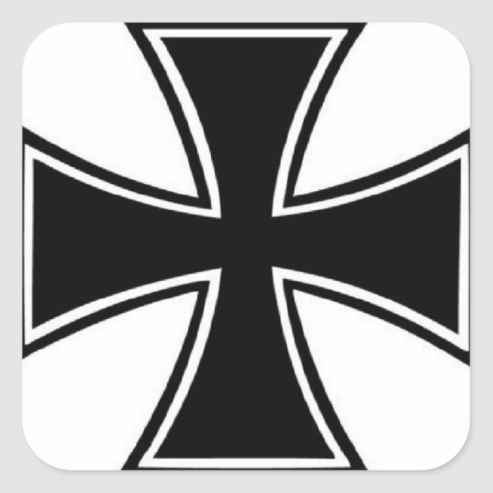 a black and white templar cross square sticker