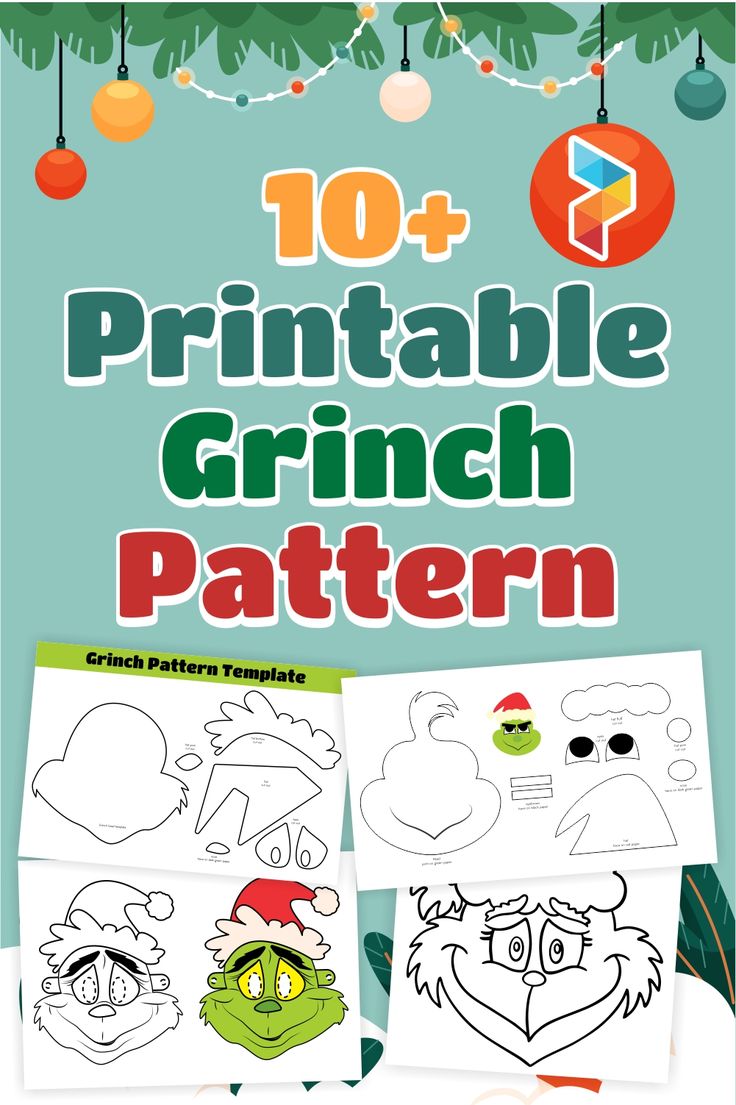 the grin's face is shown in this christmas printable pattern for kids to make