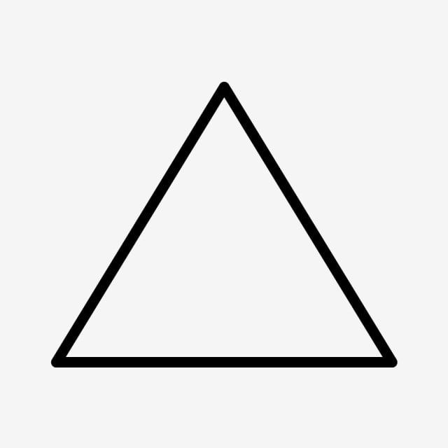 a black and white image of a triangle with one side facing the other, on a light gray background