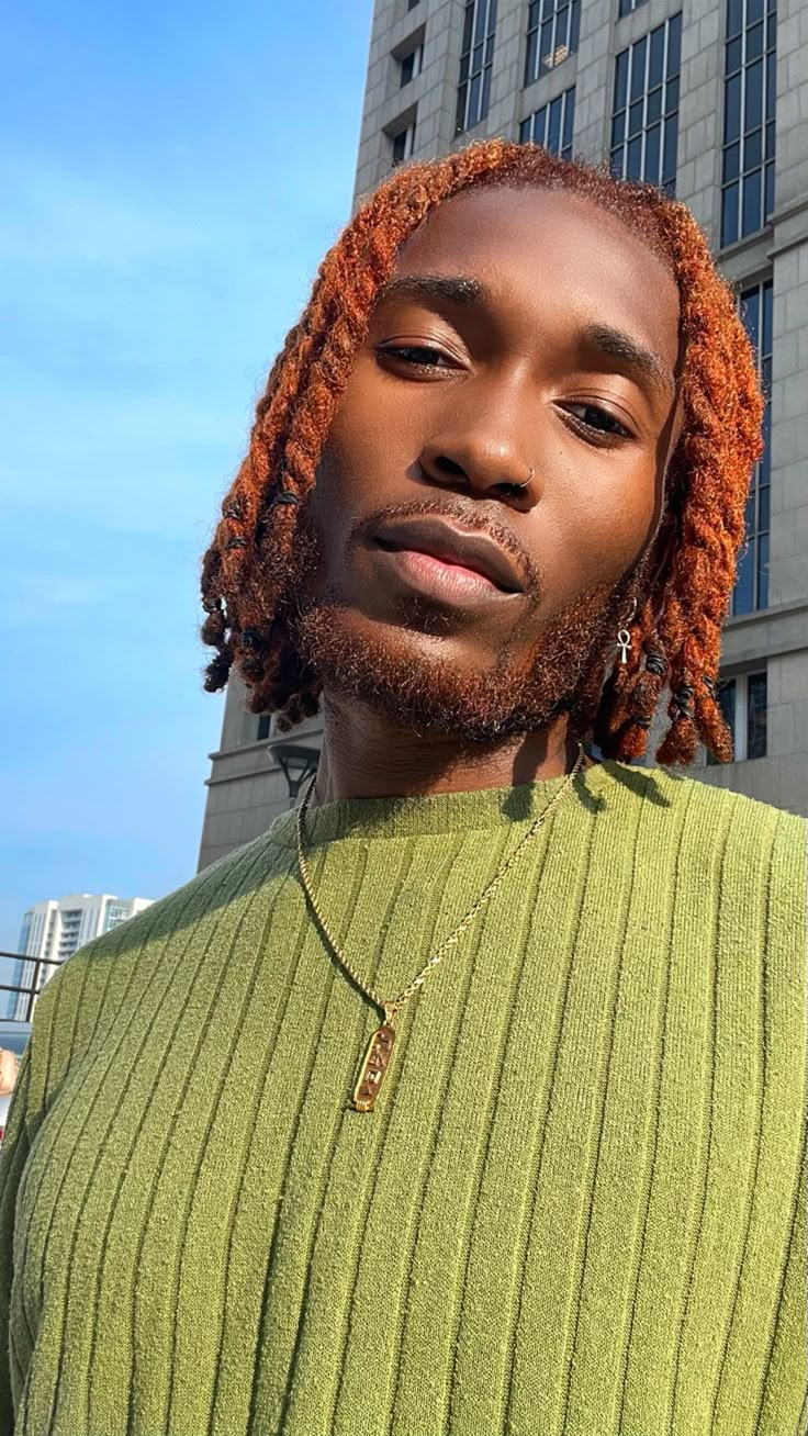 Loc Ginger Tincture, Ginger Locs, Dark Ginger Hair, Ginger Hair Dyed, Dyed Dreads, Ginger People, Boys Colored Hair, Ginger Hair Men, Dreadlocks Men