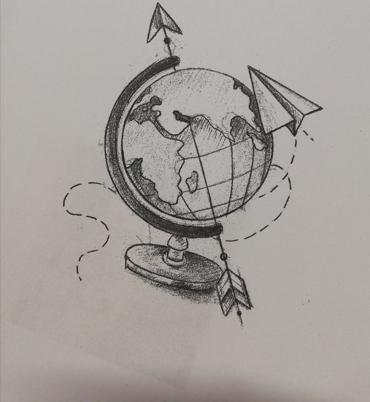 a drawing of a globe with arrows coming out of it and an arrow pointing to the earth