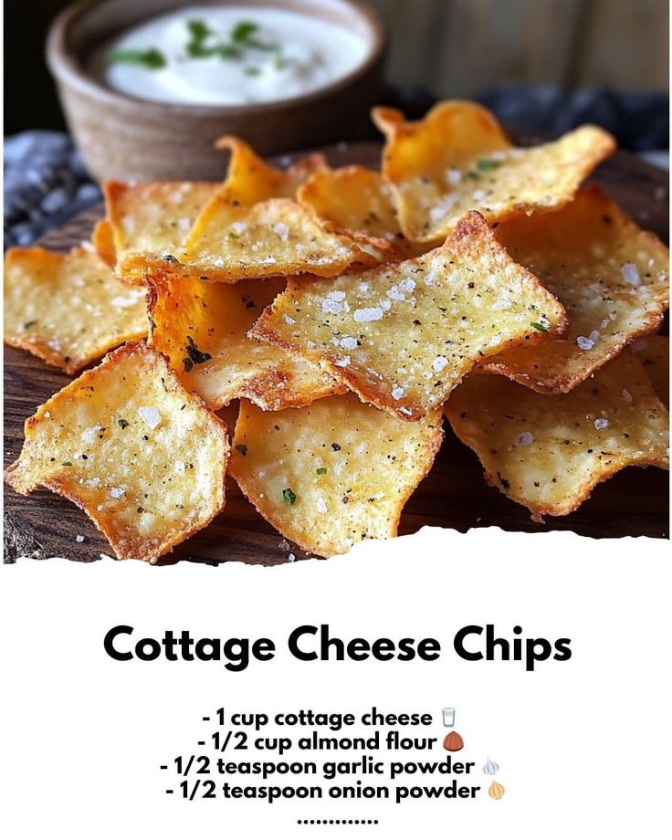 the recipe for cottage cheese chips is shown