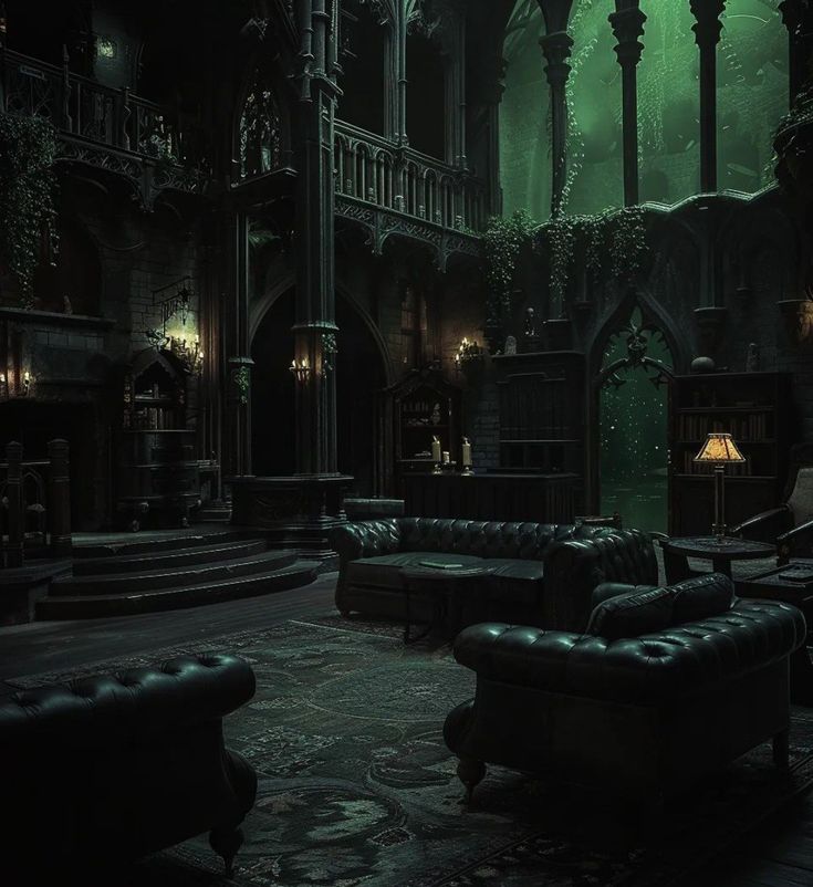 Harry Potter Common Room, Slytherin Dorm Room, Hogwarts Common Rooms, Slytherin Bedroom, Slytherin Room, Hogwarts Room, Slytherin Common Room, Slytherin Vibes, Hogwarts Slytherin