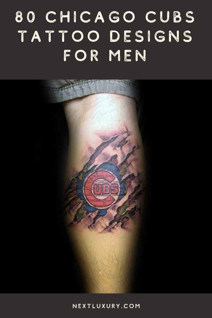 chicago cubs tattoo designs for men with the words, 80 chicago cubs tattoo designs for men