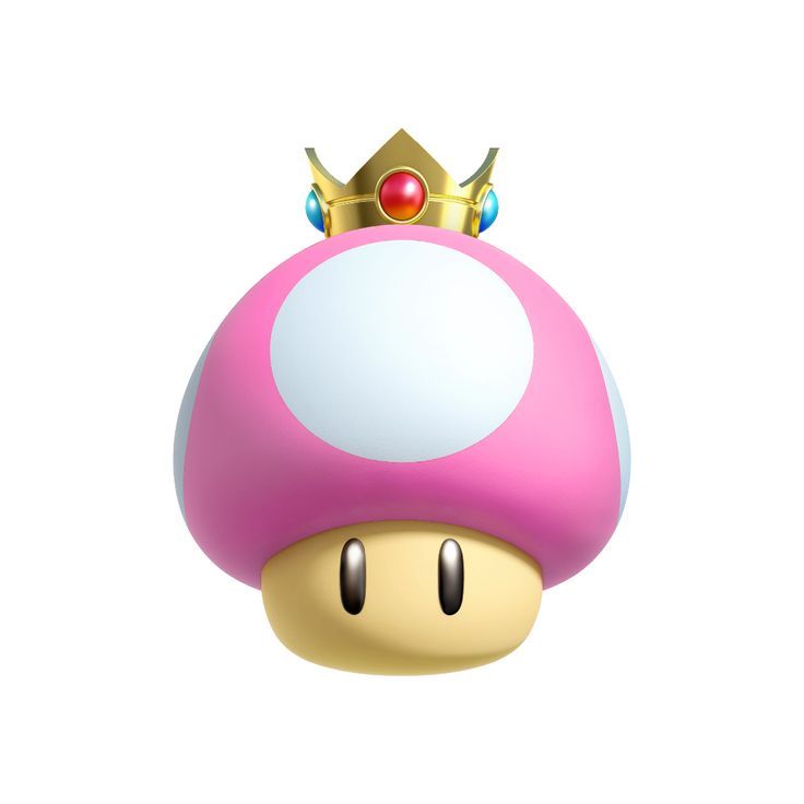 a pink mushroom with a crown on it's head is shown in front of a white background