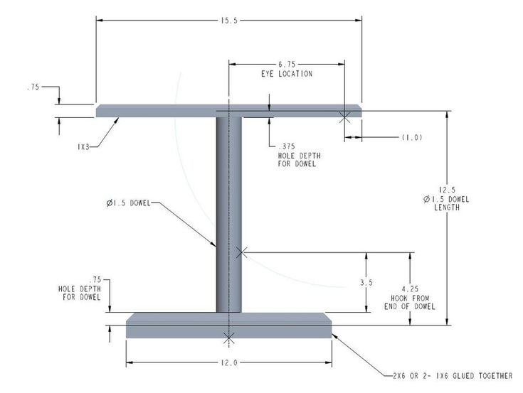 the top section of a metal pole with measurements