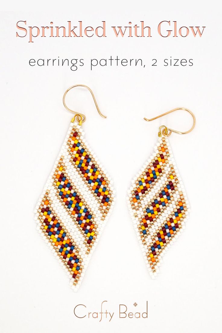 the beaded earrings are designed to look like an intricate, geometric design with colorful beads