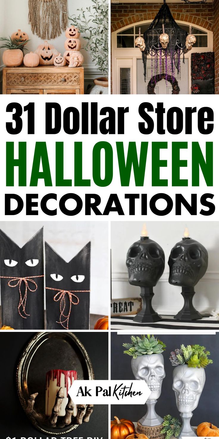 Elevate your Halloween home decorations with our budget-friendly dollar store Halloween decorations. Discover creative, inexpensive Halloween decorating ideas and DIY Halloween crafts that won't break the bank. From DIY Halloween wreaths, table centerpieces, porch signs, and displays to other indoor and outdoor Halloween decorations, you'll find tons of Halloween craft projects for your home. Store Halloween Decorations, Porche Halloween, Dollar Tree Halloween Decor, Dollar Store Halloween Decorations, Halloween Decor Diy, Easy Diy Halloween Decorations, Halloween Decor Ideas, Casa Halloween, Halloween Fest