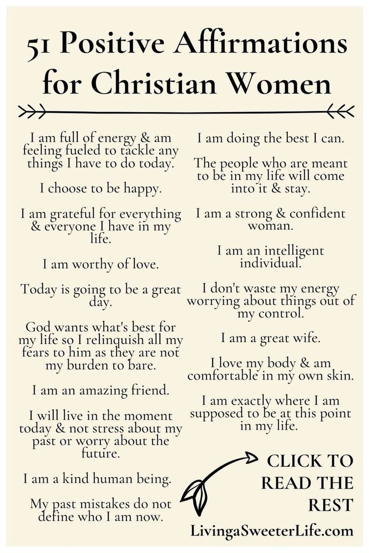 the five positive affirmations for christian women are shown in black and white