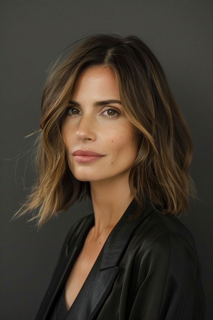 68+ Stunning Hairstyle Ideas For Women Over 40 Dark Bob Balayage, Medium Length Hair Over 40 Style, Bobs For 50 Year Old Women, Low Maintenance Shoulder Length Haircut, Hair Winter 2024, Hairstyles 40 Year Old Women, Lob Haircut Brunette, Balayage Short Hair Brunette, Haircuts For 40 Year Old Women