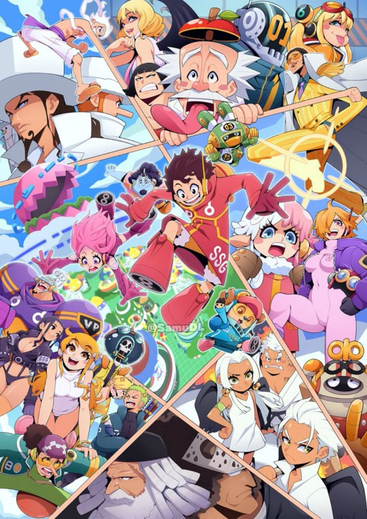 an anime poster with many different characters