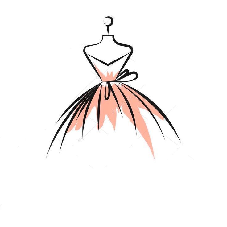 a dress on a mannequin with pink and black trims, drawn by hand