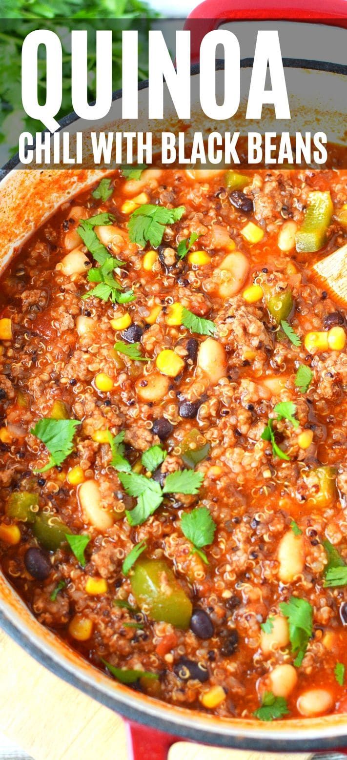 a red pot filled with chili and beans