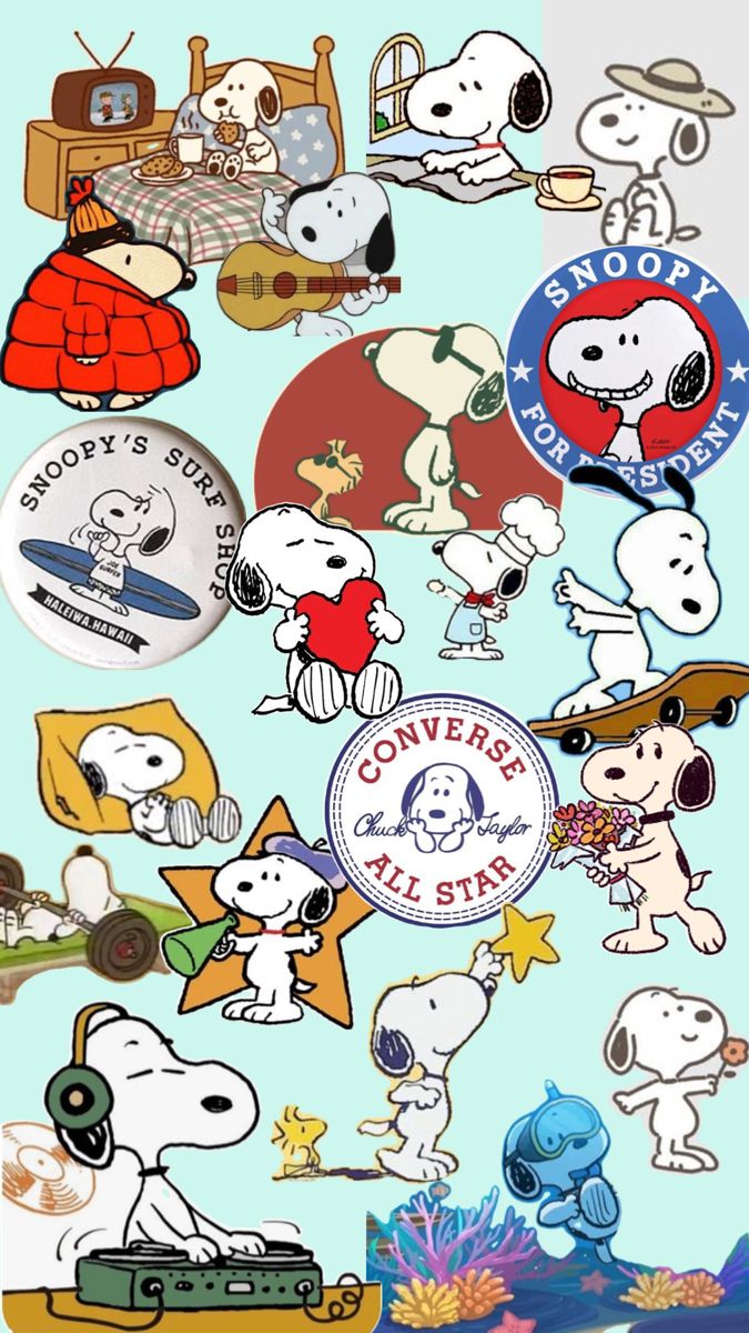 snoopy stickers are all over the place