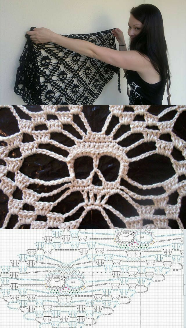 Crochet Skull Patterns, Crochet Skull, Crochet Braid Styles, Crochet Design Pattern, Crochet Fashion Patterns, Crochet Clothes Patterns, Halloween Crochet, Diy Crochet Projects, Crochet Chart