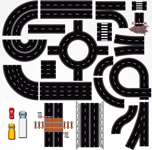 a set of roads and traffic signs