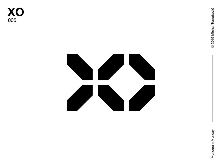 the letter xo is made up of two intersecting lines in black on a white background