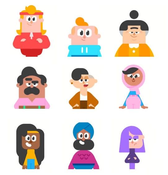 an image of people with different facial expressions on their faces in flat cartoon style illustration