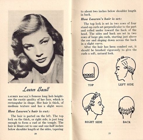 Lauren Bacall hairstyle Idda Van Munster, Curl Tutorial, Vintage Curls, 1940s Hairstyles, Hollywood Hair, Hair Patterns, Pin Curls, Lauren Bacall, The Beauty Department