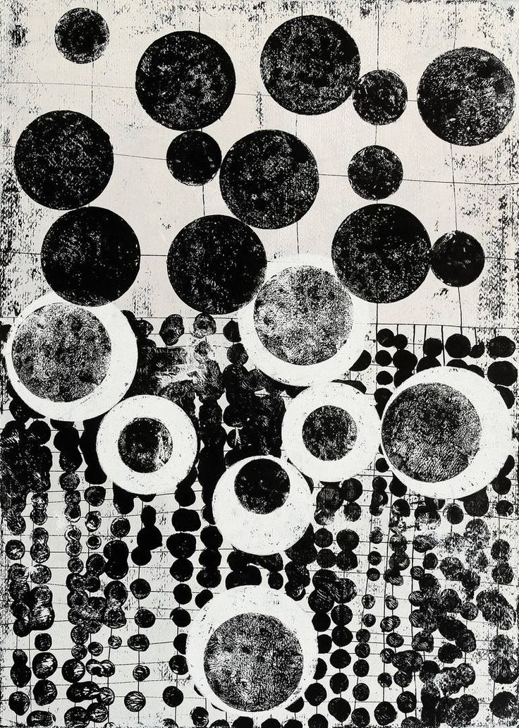 black and white artwork with circles on it