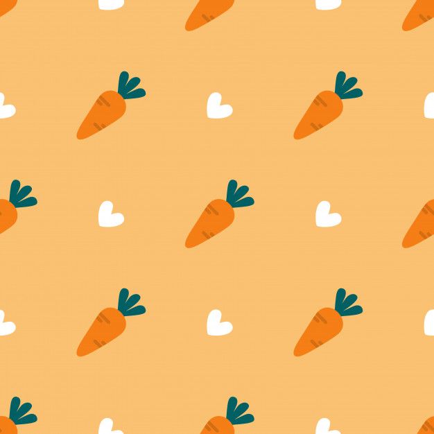 carrots and hearts on an orange background for wallpaper or wrapping paper, with the shape of a heart in the middle