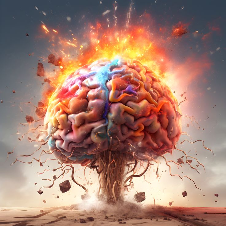 an artistic image of a human brain exploding