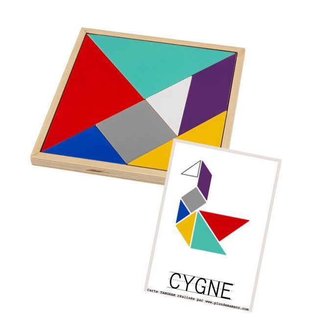 a wooden box with an image of a bird on it and a card that says cygne