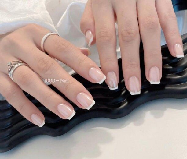 Short Square Milky White French Tip Nails Square, Natural Dip Powder Nails Short French, White Tip Acrylic Nails Short, White Tip Short Nails, Squoval French Tip Nails Short, French Manicure Dip Nails, White Tip Nails Short, Dip Powder Nails French, French Tip Short Square Nails