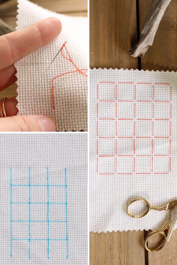 four different pictures showing how to sew with scissors