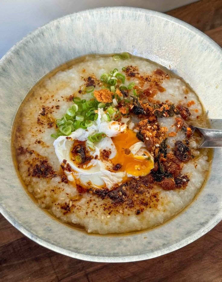 The Ultimate Congee (Jook/Chinese Rice Porridge/�粥) Recipe | Verna Gao Chinese Jook Recipe, Congee With Egg, Savory Rice Porridge, Best Congee Recipe, Instant Pot Congee Rice Porridge, Vegetarian Congee Recipe, How To Make Congee, Chinese Congee Recipe, Porridge Recipes Chinese