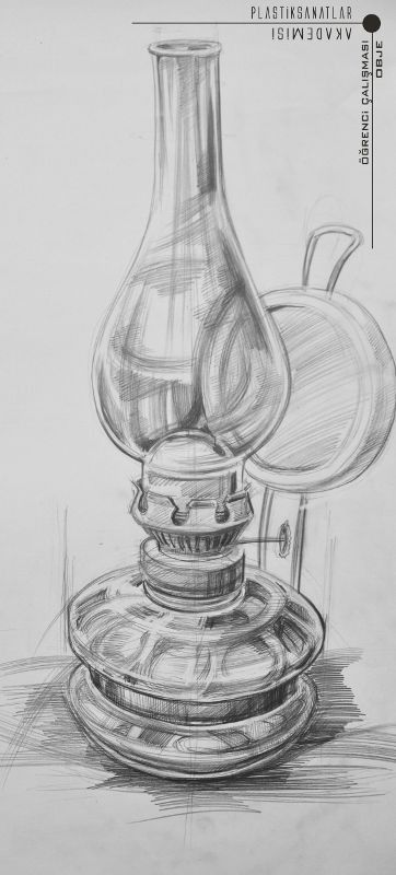 a pencil drawing of a vase on a plate