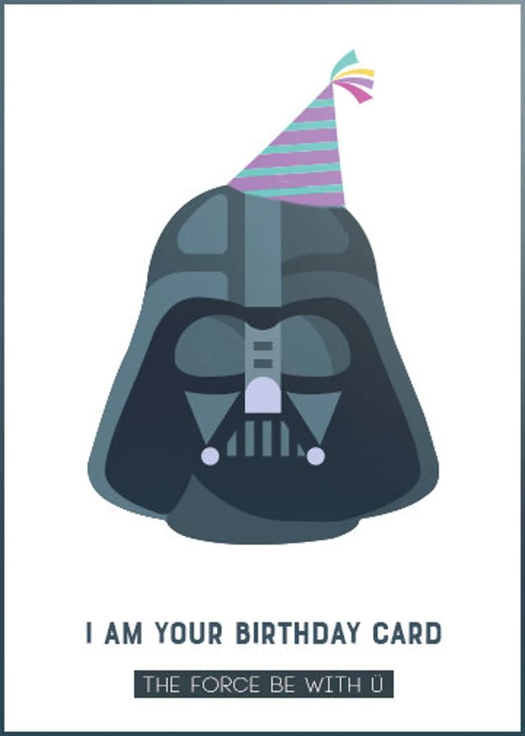 a card with a darth vader wearing a party hat and the words i am your birthday card