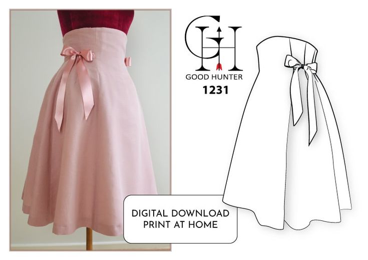 a dress with a pink bow on the waist and an image of a woman's skirt