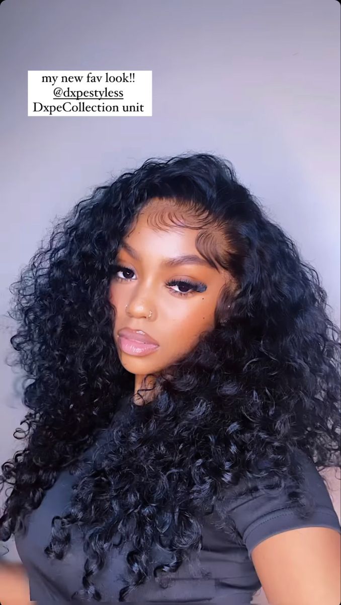 Curly Wig With Fluffy Edges, Deep Curls Hairstyles For Black Women, Water Wavy Hair Weave, Free Part Curly Wig Black Women, Curly Lace Front Wigs Puffy, Cute Curly Wigs For Black Women, Curly Wig Edges Ideas, 20 Inch Water Wave Wig, Closure Curly Wig Hairstyles