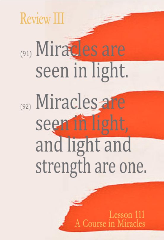 an orange and white poster with the words, review ii miracles are seen in light