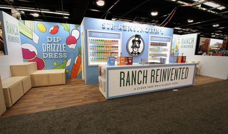 an exhibit booth with various products on display