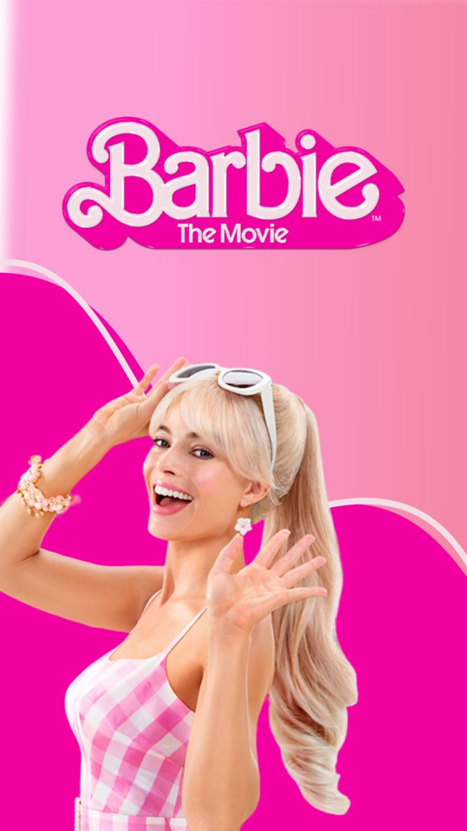 barbie the movie poster with an image of a woman in a pink dress and sunglasses