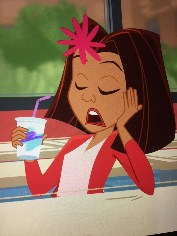 an animated image of a woman holding a drink