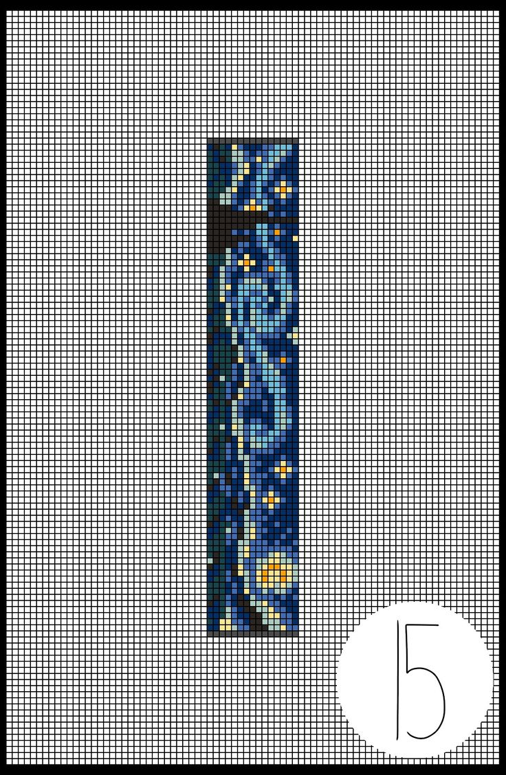 a cross stitch bookmark with the number five on it and an image of a blue flower