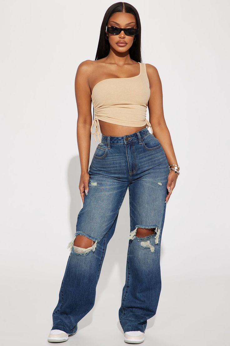 Available In Dark Wash. Straight Leg Jean Non Stretch Ripped 5 Pocket Raw Hem 32" Inseam 11" High Rise Disclaimer: Due To The Specialized Wash & Distressing Process, Each Garment Is Unique 100% Cotton Imported | Shock Value Non Stretch Straight Leg Jeans in Dark Wash size 1 by Fashion Nova High Rise Jeans Outfit Curvy, Fashion Nova Finds, Fashion For Curvy Women, Fashionnova Jeans, Baggy Ripped Jeans, Black Ponytail, Black Ponytail Hairstyles, Fasion Outfits, Fashion Nova Outfits