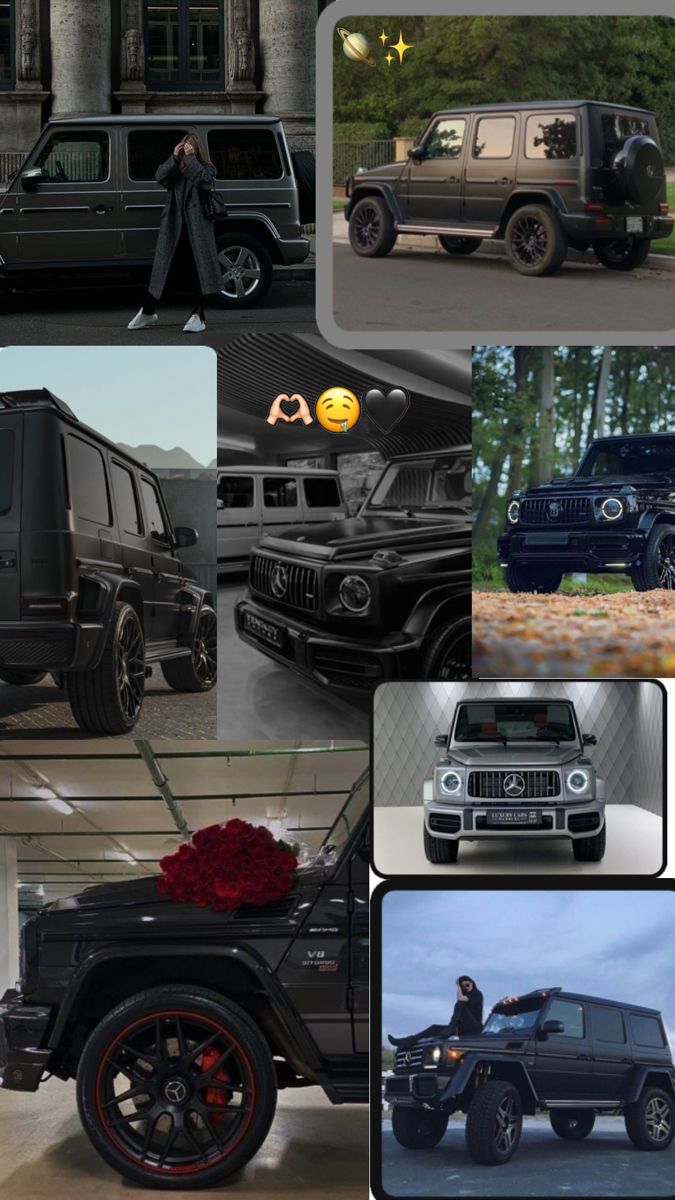 a collage of photos with cars and people