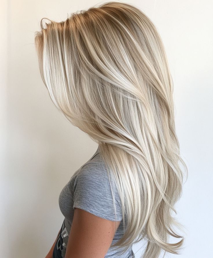 Solid Bleach Blonde Hair, Full Highlight Platinum Blonde, Blonde Highlights Heavy, Long Platinum Blonde Hair Balayage, Platinum Blonde Hair Ash, Heavy Blonde Highlights With Money Piece, Full Platinum Blonde Highlights, Ashy Blonde With Money Piece, Icy Cool Blonde Hair Color