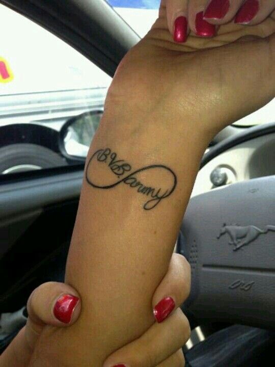 a woman's arm with a tattoo that says, happy on the inside of it