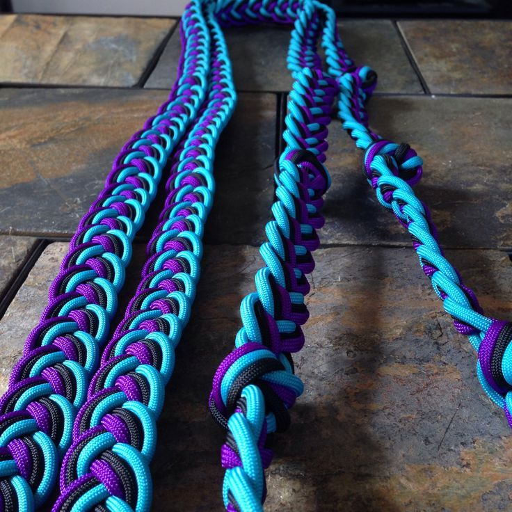 there is a blue and purple rope on the floor