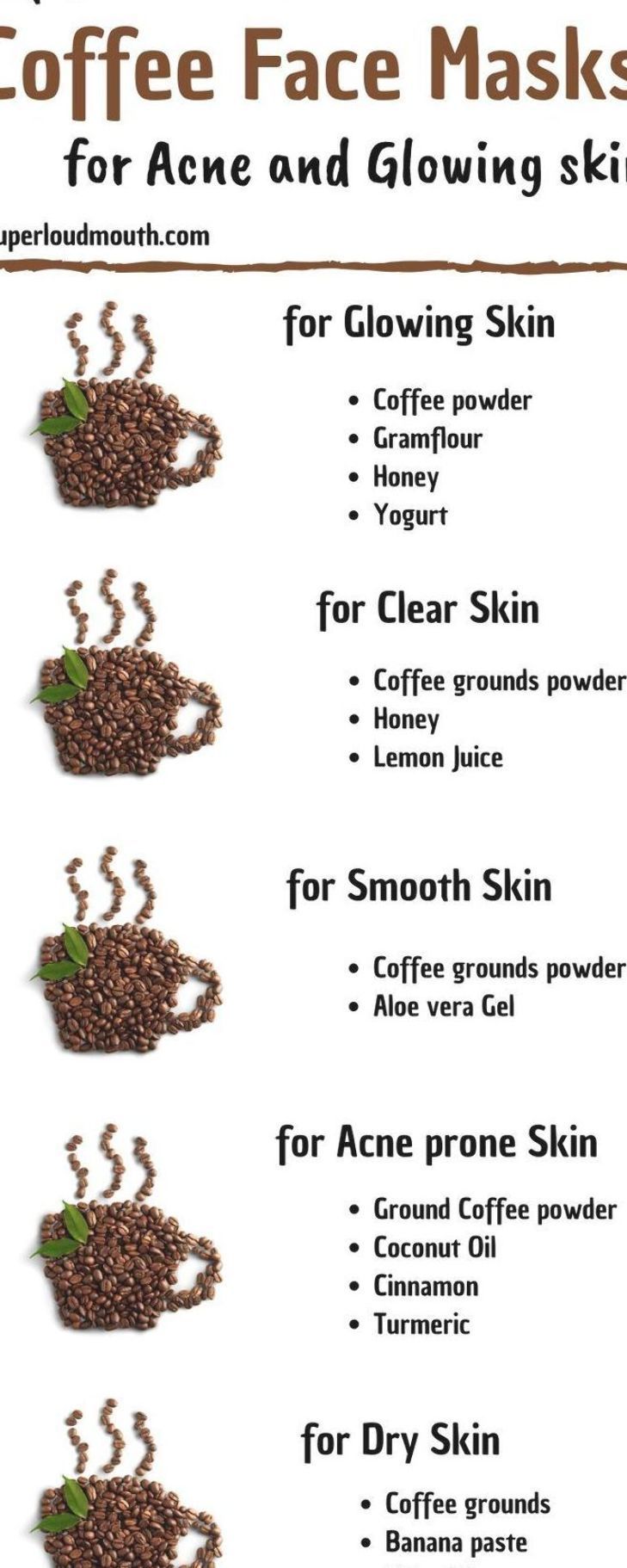 Diy coffee face mask recipes for glowing skinacneanti-aging and many more with natural and homemade organic ingredientsbenefits coffeefacemask Coffee Face Mask For Acne, Fair Glowing Skin, Face Mask For Acne, Healthy Hair And Skin, Mask For Acne, Nourish Yourself, Coffee Mask, Turmeric Face, Coffee Face Mask